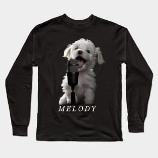 Melody a Singing Puppy Dark Long Sleeve T-Shirt